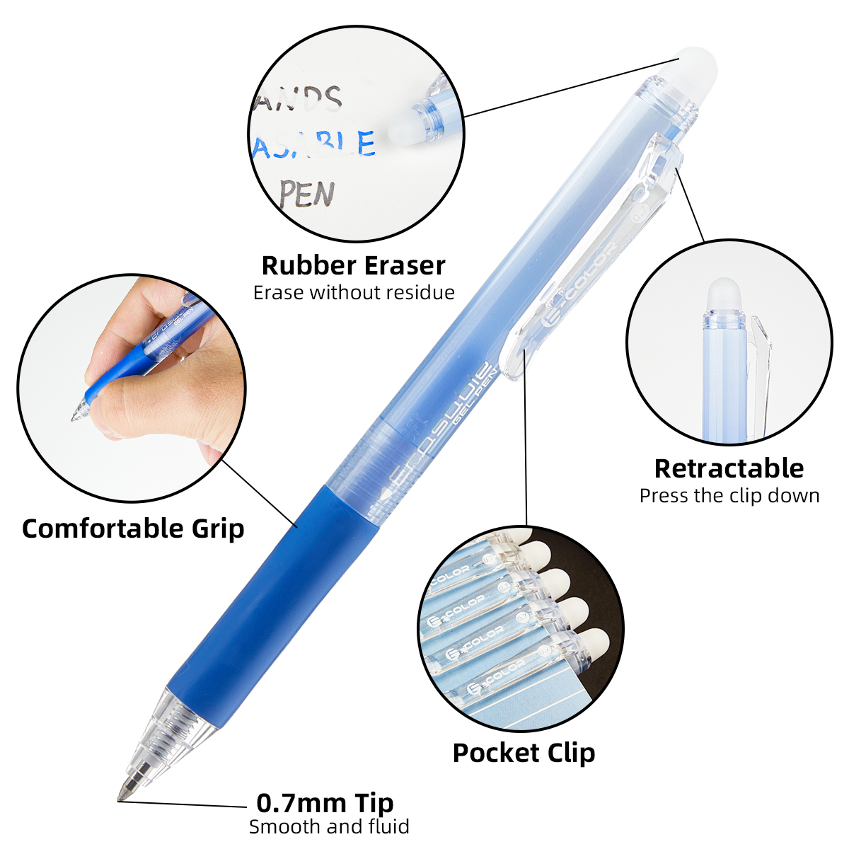12Pcs/Set 0.7mm Retractable Er - огляд і ціна Retractable Eraser Pen Click